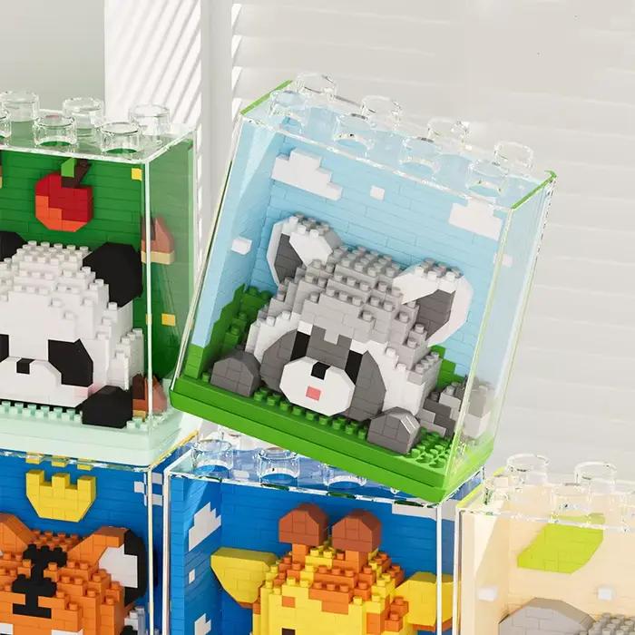 Blocs de construction à assembler en microparticules, série Zoo, ornements de poupée empilables, cadeaux d'anniversaire, jouets éducatifs pour enfants