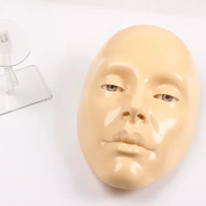 Modèle d'entraînement complet pour le maquillage du visage, mannequin en silicone 5D avec peau bionique, yeux, sourcils, cils et fard à paupières pour débutants en maquillage