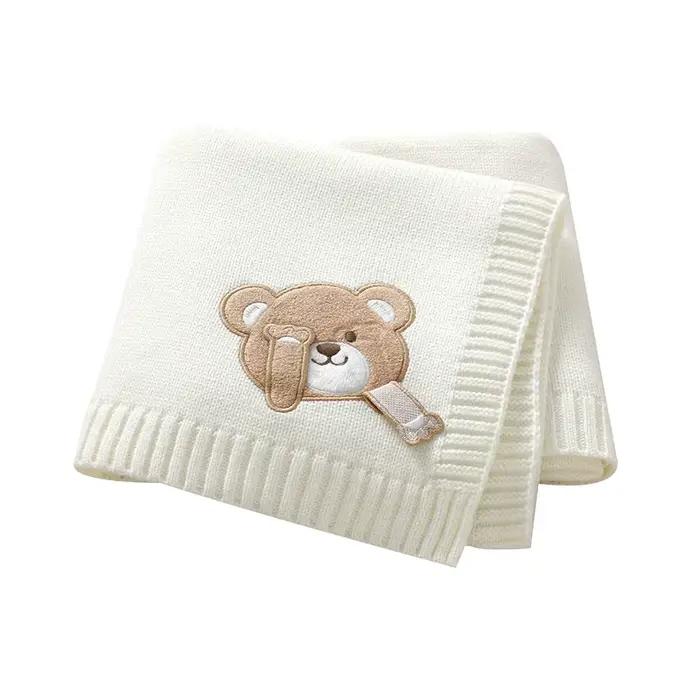 Couvertures pour bébé 90x70cm tricot nouveau-né garçons filles poussette pépinière berceau lange d'emmaillotage couettes