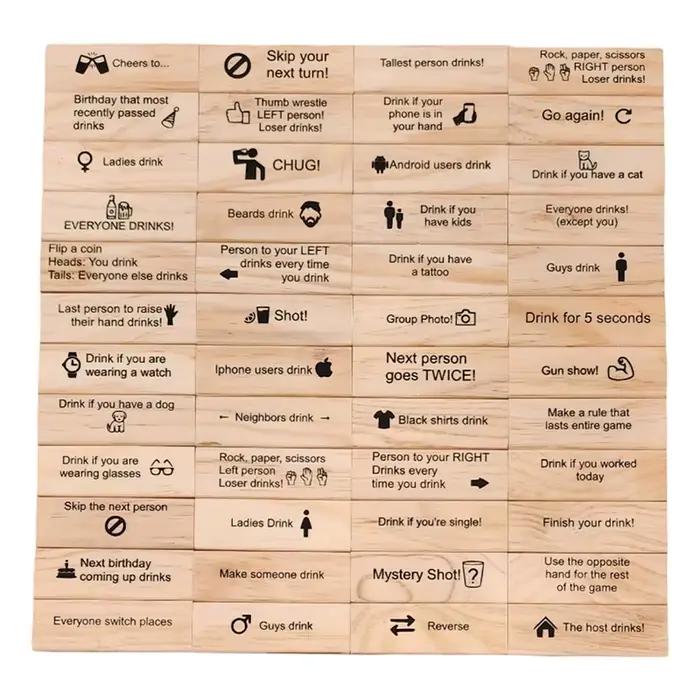 Jeu de tour de déclenchement en bois 48 pièces