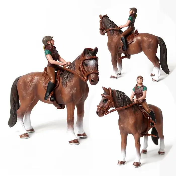 Cheval Playset Figurines d'animaux cavalier équestre figurine d'action ferme animaux en plastique jouet chevaux roman