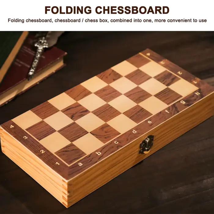 Jeu d'échecs, de dames et de backgammon 3 en 1 en bois