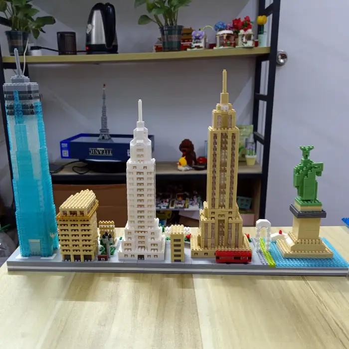 Modèle de monuments emblématiques de New York en micro-blocs de construction – Décoration de bureau à domicile
