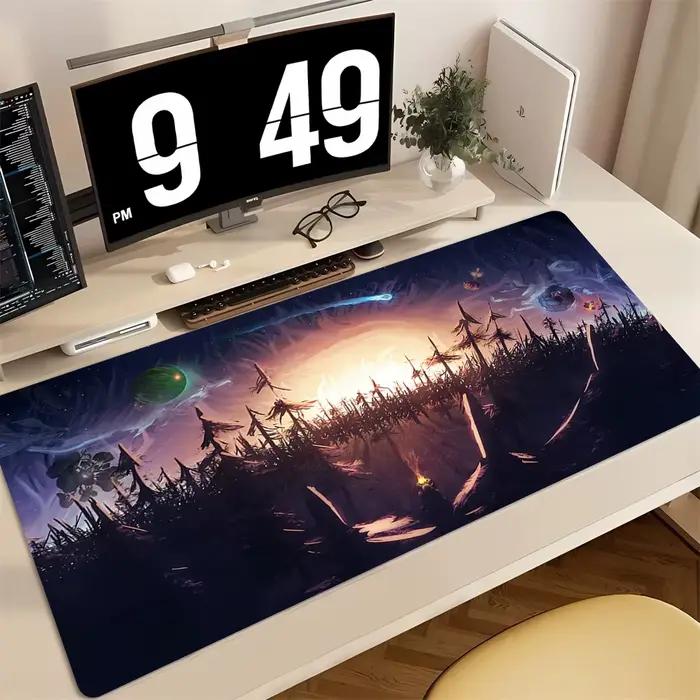 Tapis de bureau HD Outer Wilds Solar System, tapis antidérapant en caoutchouc pour clavier et ordinateur portable, tapis de souris 90x40cm avec bord cousu
