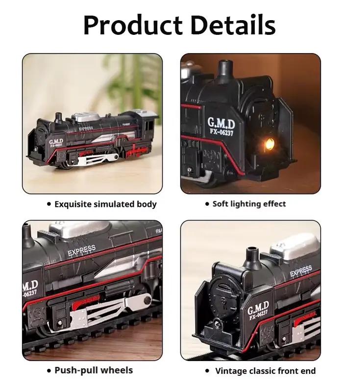 Ensemble de jouets de Train à vapeur de fret électrique rétro-assemblage de bricolage piste ferrée lumière son Simulation de fumée cadeau pour enfants