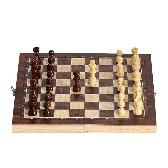 Jeu de Backgammon et d'échecs en bois 3 en 1