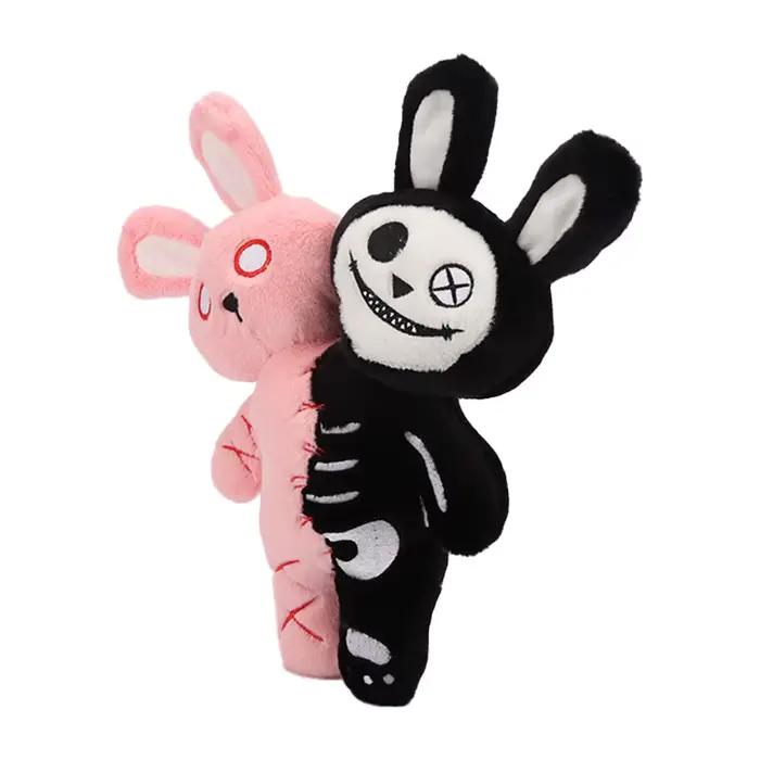 Lapin en peluche tête de mort à double tête pour enfants
