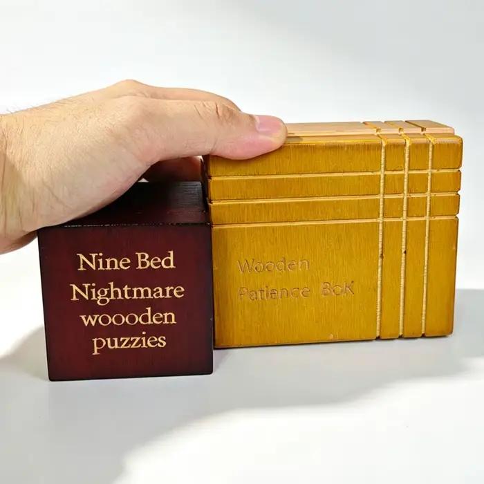 Nouvelles boîtes de casse-têtes en bois Nine Bed & Patience pour adultes et enfants