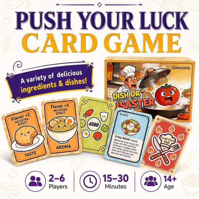 Jeu de cartes Food Strategy pour 2 à 6 joueurs jeu de société rapide avec cartes cachées choix de mise aux enchères révélations de la chance pour adolescents et adultes occasions spéciales