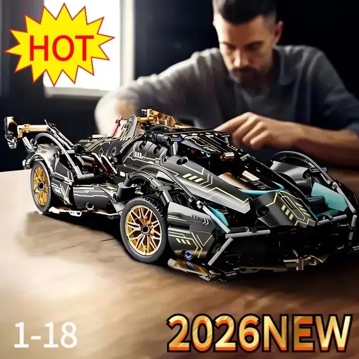 Voiture de course V12 en blocs de construction