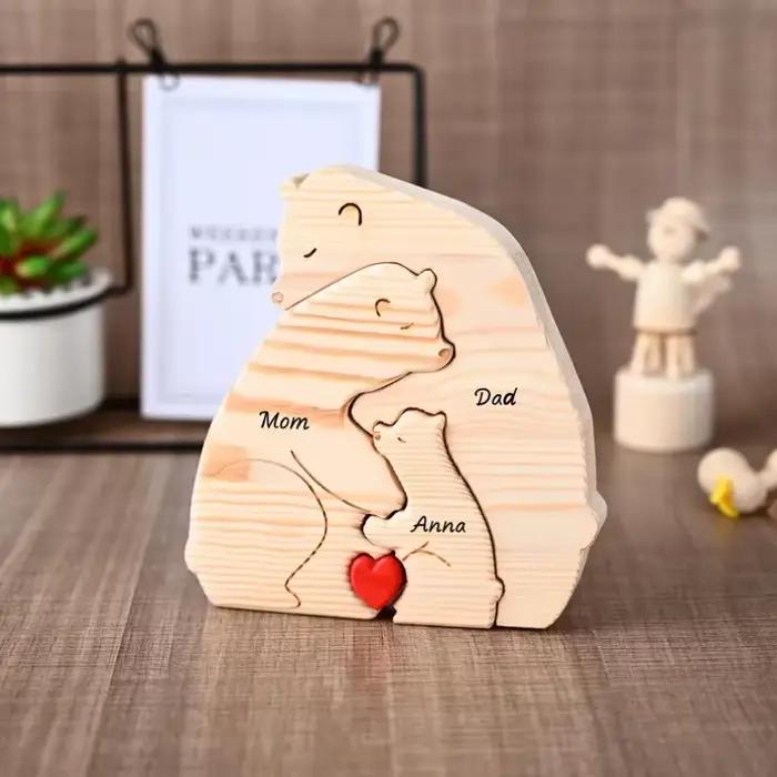 Puzzle familial ours en bois personnalisé