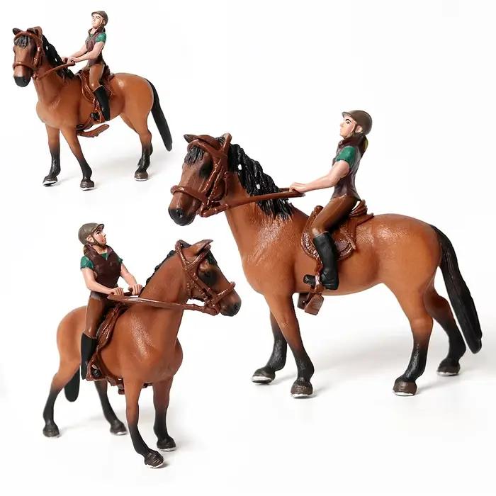 Cheval Playset Figurines d'animaux cavalier équestre figurine d'action ferme animaux en plastique jouet chevaux roman
