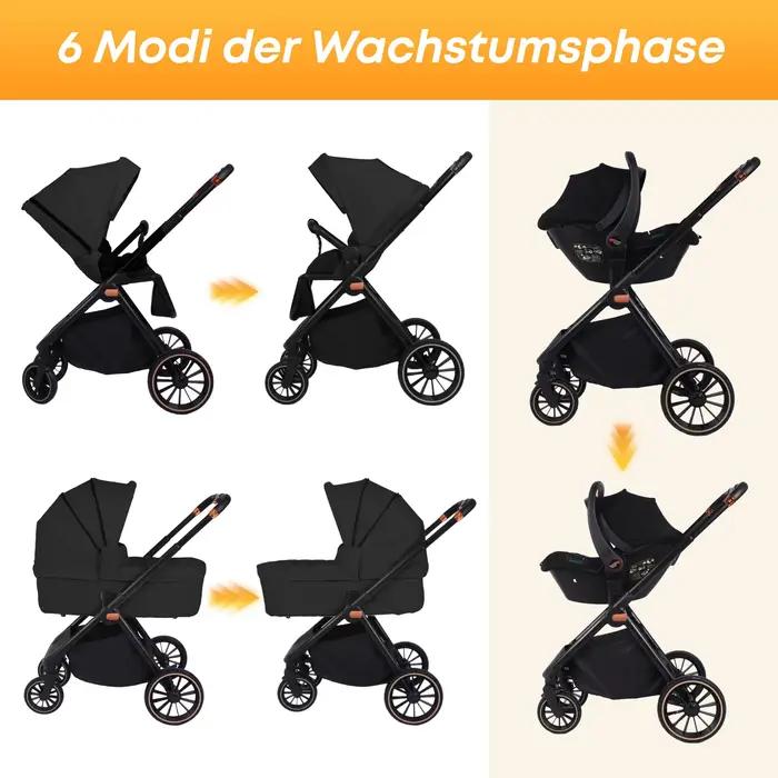 Poussette bébé 3 en 1, combinaison Isofix