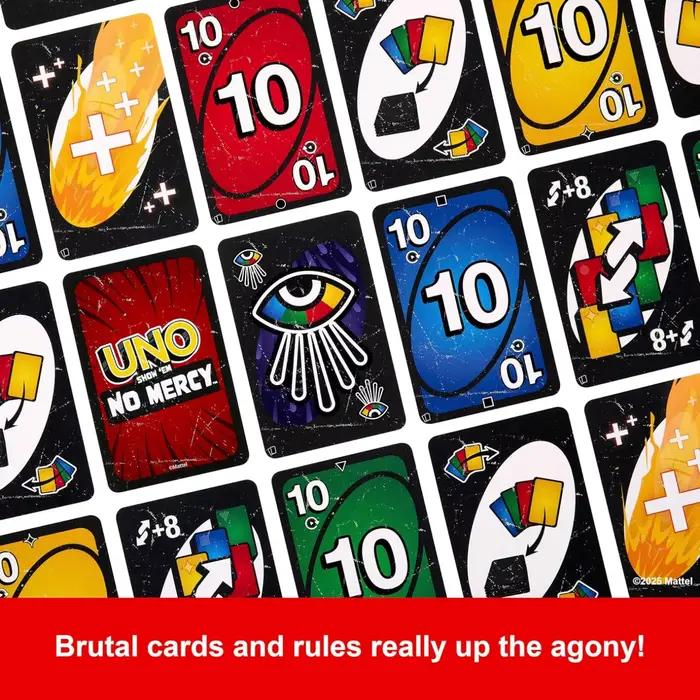 100% Original Mattel UNO Show «Em No Mercy jeu de cartes Poker Geunine marque cadeaux de noël jeux de Table fêtes de famille voyage
