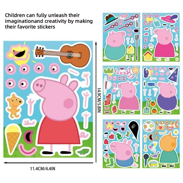 Autocollants de Puzzle Assemblage Peppa Pig Dessin Animé Accessoires Anime Cadeaux Bricolage Occasions Familiales Éducatifs