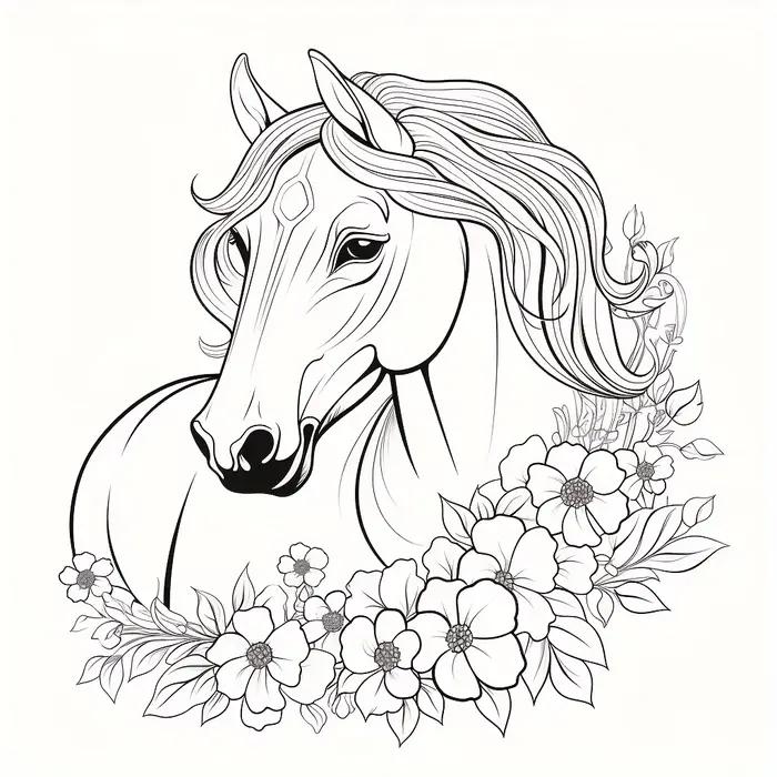 28 pages beau livre de coloriage du monde des chevaux pour la réduction du stress des adultes | Livre de coloriage pour soulager le stress et réduire l'humeur