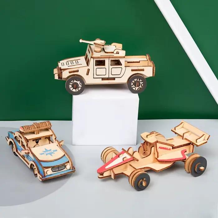 Voitures en bois 3D moto Puzzle modèle d'assemblage bricolage à la main
