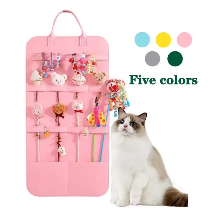 Sac de rangement pour animaux de compagnie, sac de rangement pour jouets de bâtons de chat, jouet d'herbe à chat, peigne pour chien, jouet interactif pour chat, organisateur de jouets pour animaux de