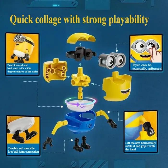 BLOKEES Minions Jam usine série bloc de construction modèle d'assemblage bricolage décoration de bureau Puzzle enfants cadeau d'anniversaire jouets