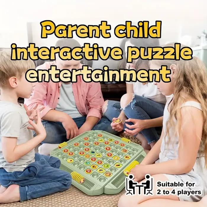 Jeu de société interactif de mémoire pour 4 joueurs - Puzzle coulissant coloré de fruits et d'animaux pour le plaisir