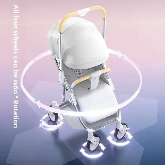 Poussette bébé vue haute peut s'asseoir ou s'allonger bidirectionnelle absorbant les chocs pliable Portable nouveau-né
