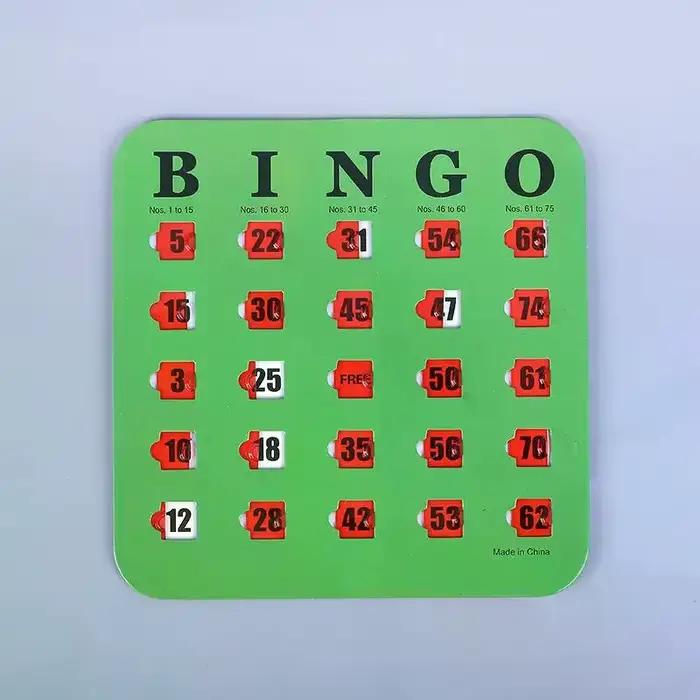 Carte de jeu de Bingo, 5 pièces, facile à lire, avec fenêtres coulissantes, capacité de réflexion logique réutilisable, jeu de société, cadeau de fête