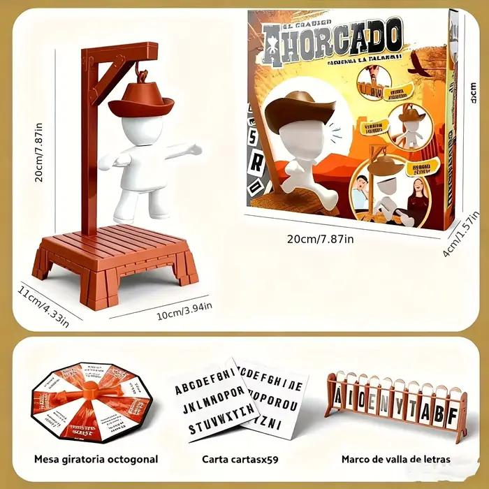 Jeu de société hangman magnétique cowboy avec lettres et poupées pour parties stratégiques et amusantes occasions spéciales