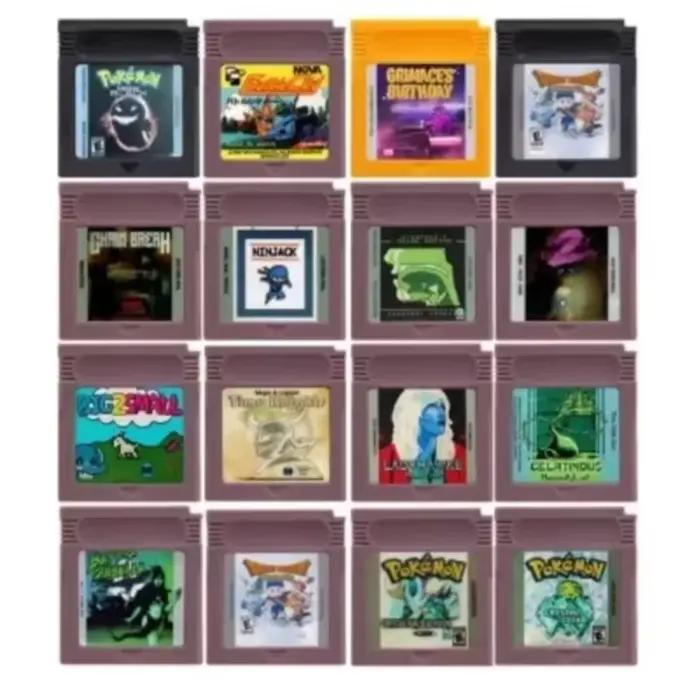 Cartouche de jeu Grimaces Birthday GBC, carte de console de jeu vidéo 16 bits, Crystal Clear Greenboy Creepy Black pour GBC/GBA