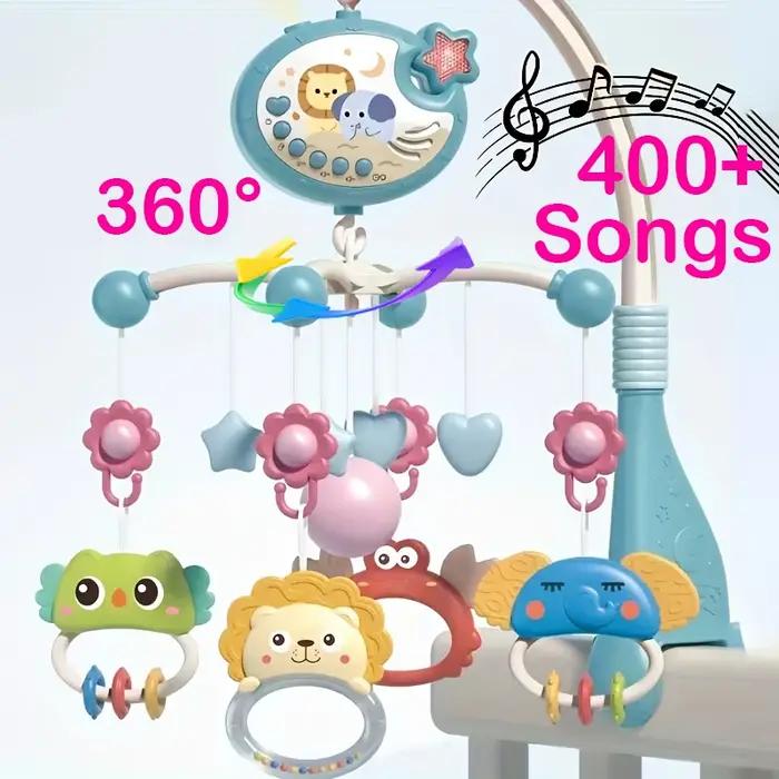 Mobile musical 360° avec mélodies douces, lumières clignotantes et hochets amovibles pour berceau de nouveau-né occasions spéciales