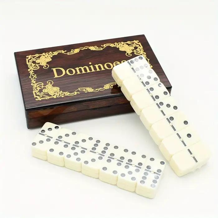 Ensemble de dominos classique en bois de qualité supérieure à six points pour le plaisir en famille avec une boîte de