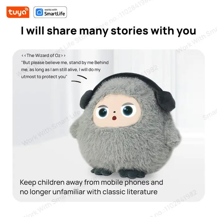 Robot en peluche intelligent Tuya AI, animal de compagnie électronique interactif vocal, jouet compagnon aux yeux LED dynamiques, rechargeable par USB, cadeau pour tous les âges