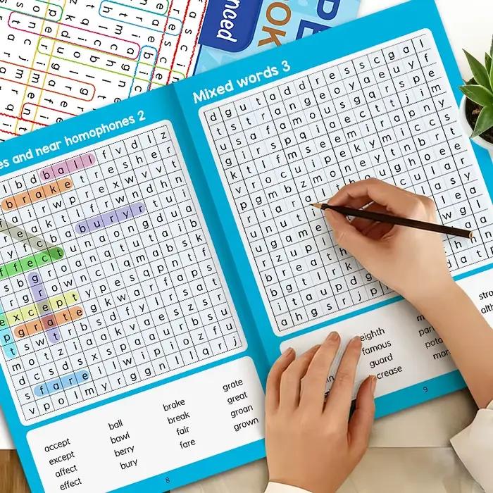 Cahier de exercices de recherche de mots avancés, jeux de recherche de mots cachés stimulants pour adolescents, livre d'apprentissage de l'anglais pour l'école à domicile