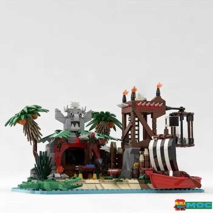 NOUVEAU 1042 PIÈCES MOC Trône du Roi des Îles Remake Scène Pirate Blocs de Construction DIY Jouet Éducatif d'Assemblage Cadeaux d'Anniversaire