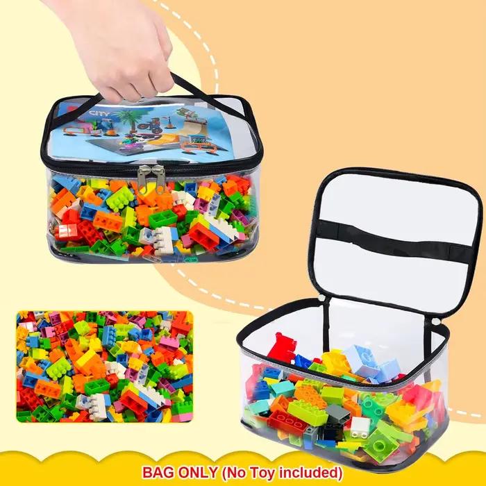 Sac de rangement transparent en maille pour jouets et puzzles grande capacité nuit de construction occasionnel usage multiple enfants bricolage création