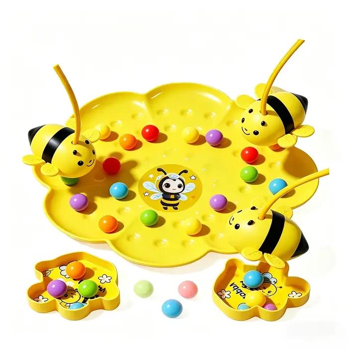 Jeu de société magnétique Little Bumblebee Double Game : Abeilles qui prennent les perles – Jeu interactif pour toute