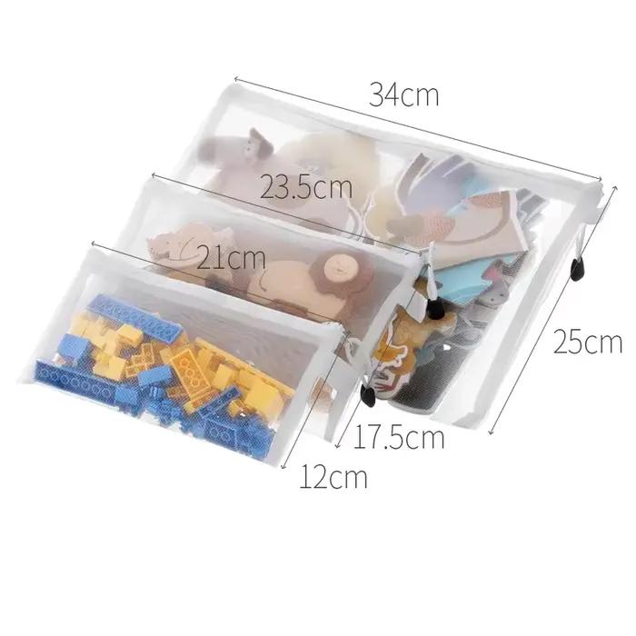 Sac de rangement transparent en maille avec fermeture éclair