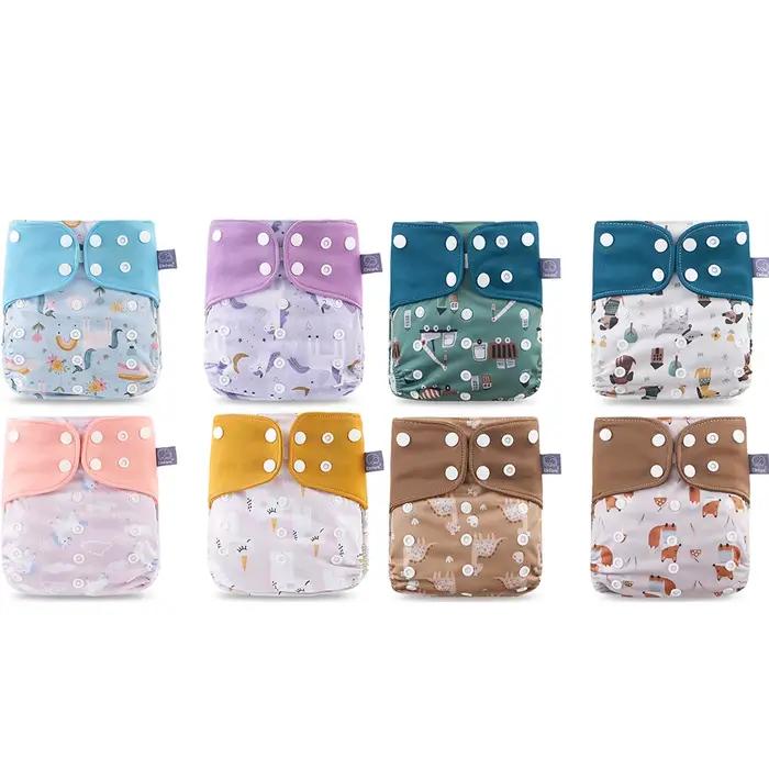 Ensemble de couches écologiques pour bébé taille unique en tissu gris foncé ajustable et lavable pour les bébés de 0 à 1 an occasions quotidiennes et spéciales