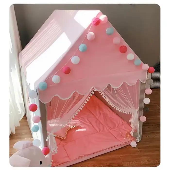 Tente de jeu intérieure et extérieure pour enfants, maison de divertissement rose XL pour parties familiales et journées d'école
