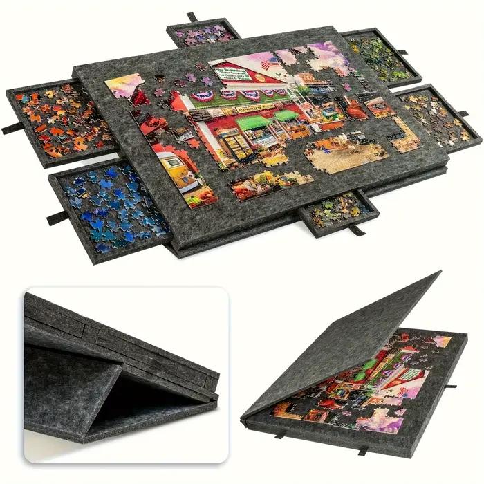 Table de puzzle portable 6 en 1 de Noël/avec support et couvercle/table