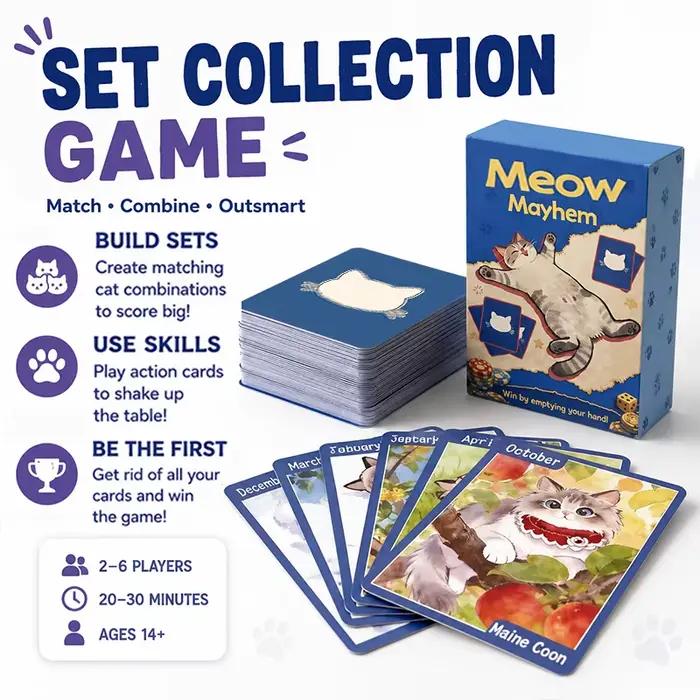 Jeu de cartes Meow Mayhem Set Collection pour 2 à 6 joueurs