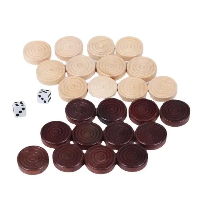 Pièces de dames rondes en bois pour Backgammon