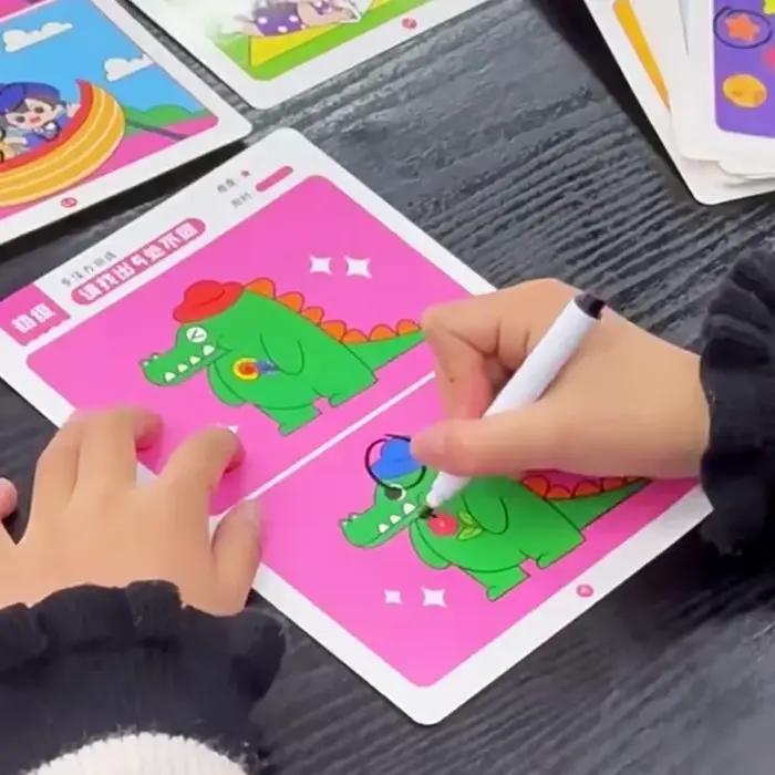 Jeu de cartes réutilisables Montessori pour enfants apprentissage précoces concentration courage 64 pièces occasions spéciales