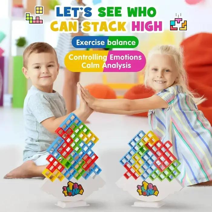 Tetra Tower Fun Balance blocs de construction empilables jeu de société pour enfants adultes amis équipe dortoir jeu familial cadeaux de nuit et de fête