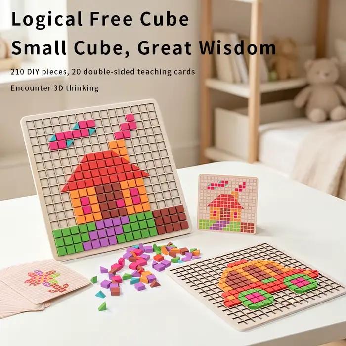 Puzzle en mosaïque de blocs de particules 3D