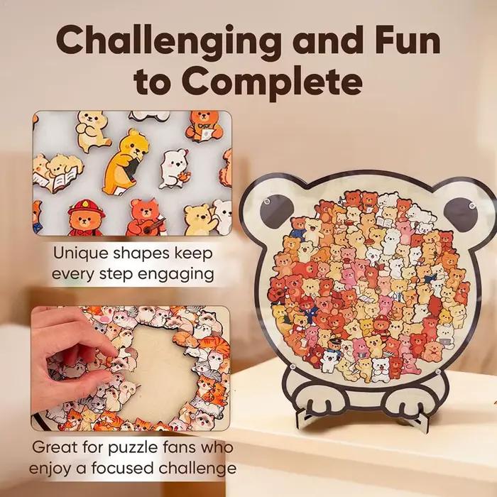 Puzzle en bois en forme d'animal de dessin animé