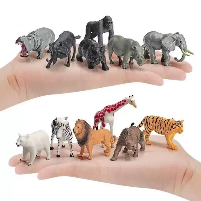 Jouet pour enfant Simulation Animal sauvage éléphant Lion Graffe ours brun Figurines d'action faune cerf Sika