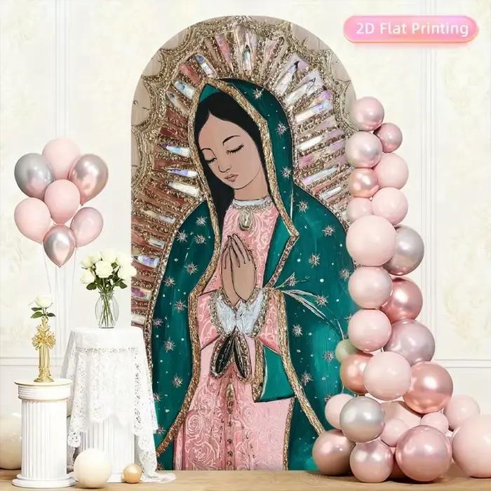 VIKAMA Portrait de Notre-Dame de Guadalupe avec un arrière-plan en arche élégant - Parfait pour les mariages et la décoration des fêtes - Décoration murale