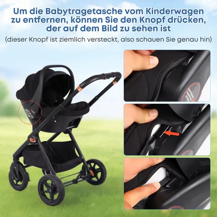 Poussette bébé 3 en 1, combinaison Isofix