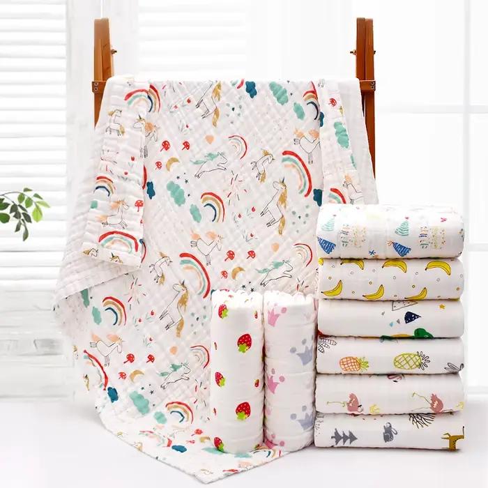 Serviette de bain en gaze de coton pur pour bébés 1-3 ans serviette de toilette couverture pour bain et jeux occassions spéciales