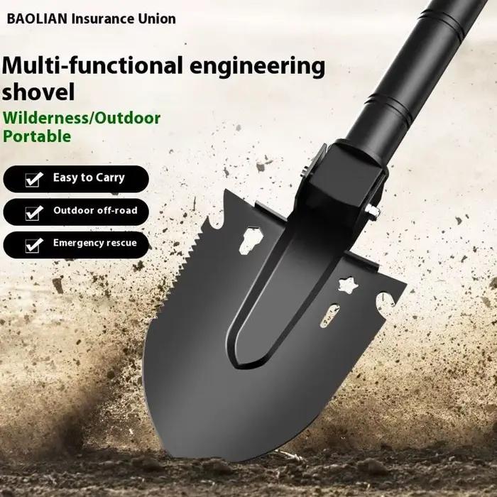 Pelle de survie multi-outils, pelle d'ingénieur portable pour la récupération en cas de catastrophe, les urgences automobiles, le camping, le creusement et le jardinage